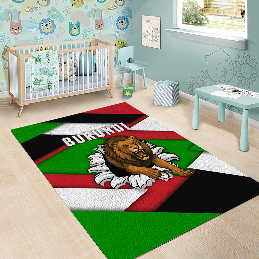 Burundi - Roaring Lion Area Rug with National Flag Colors