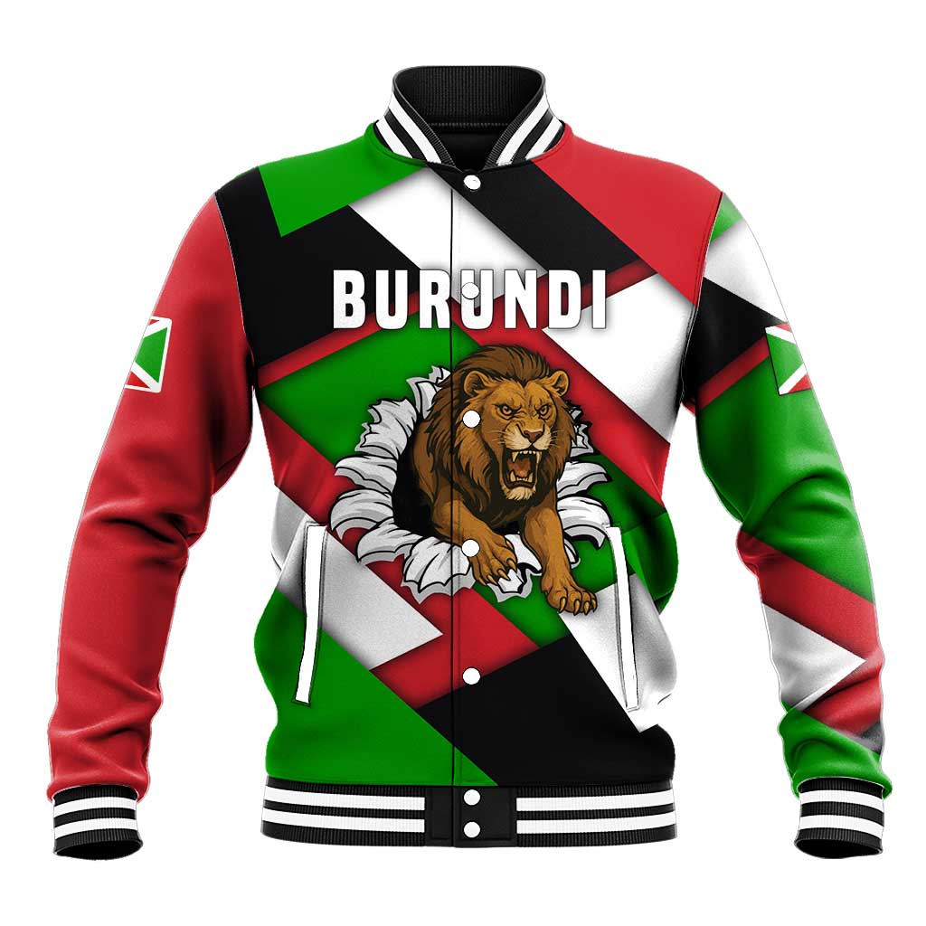 Burundi - Roaring Lion Baseball Jacket with National Flag Colors