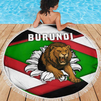 Burundi - Roaring Lion Beach Blanket with National Flag Colors