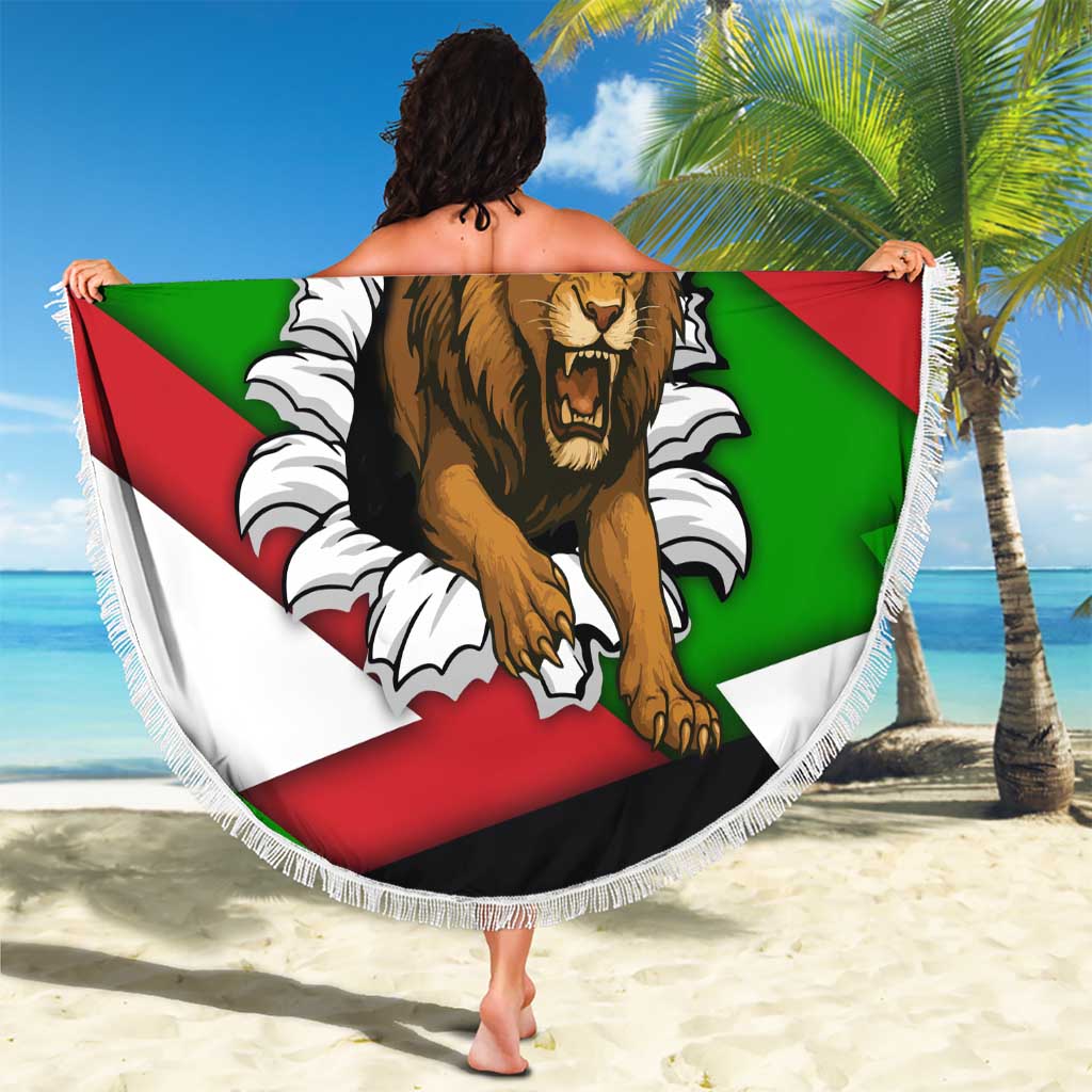 Burundi - Roaring Lion Beach Blanket with National Flag Colors