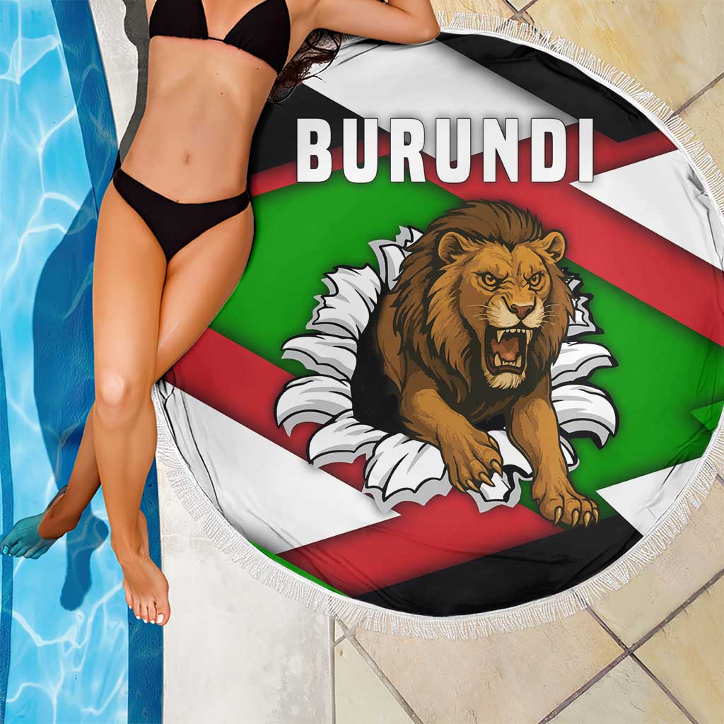 Burundi - Roaring Lion Beach Blanket with National Flag Colors