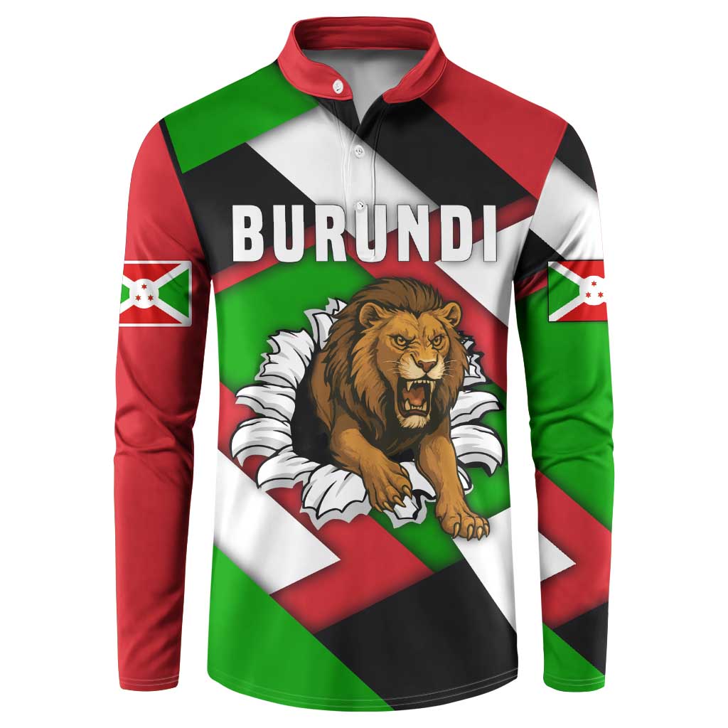 Burundi - Roaring Lion Button Sweatshirt with National Flag Colors