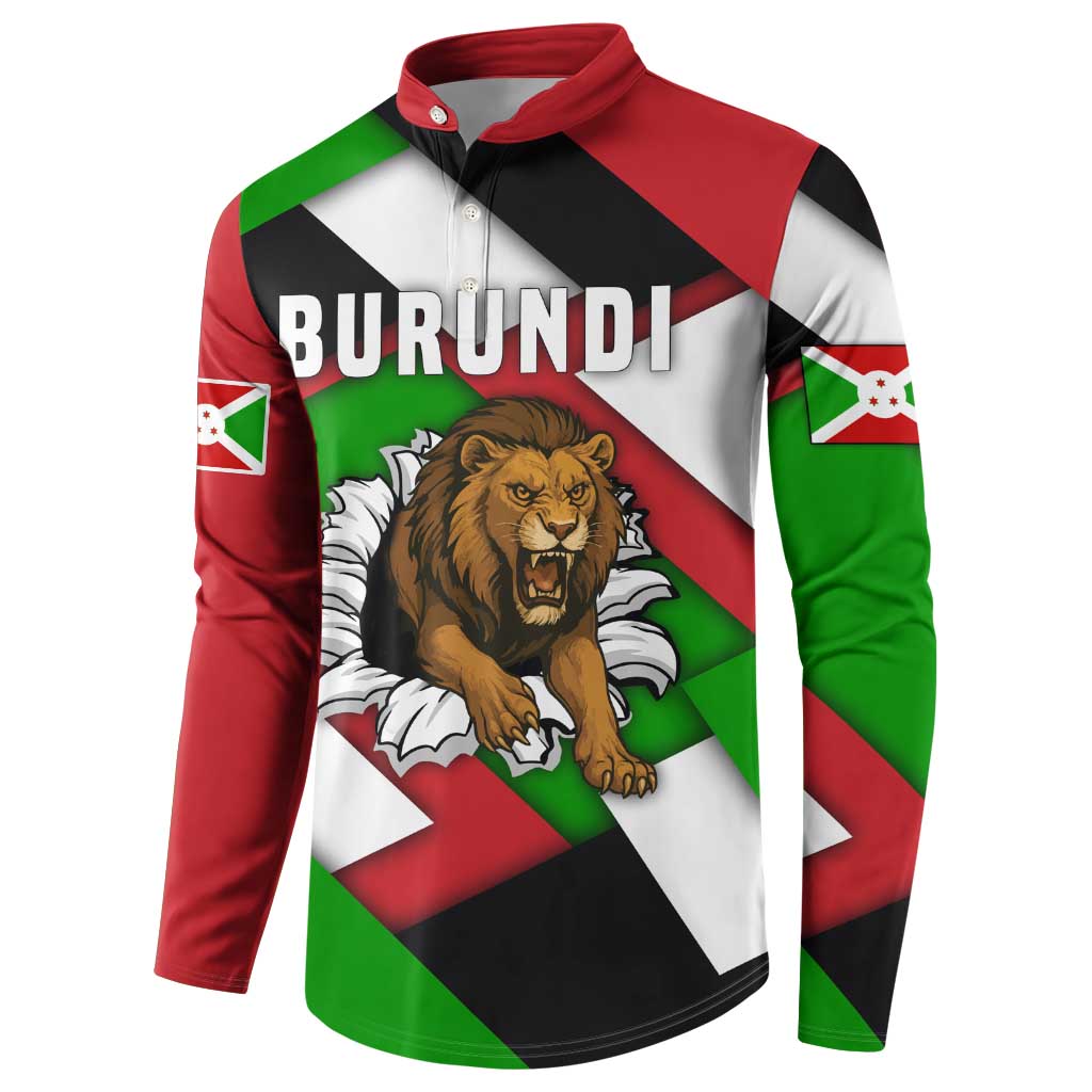 Burundi - Roaring Lion Button Sweatshirt with National Flag Colors