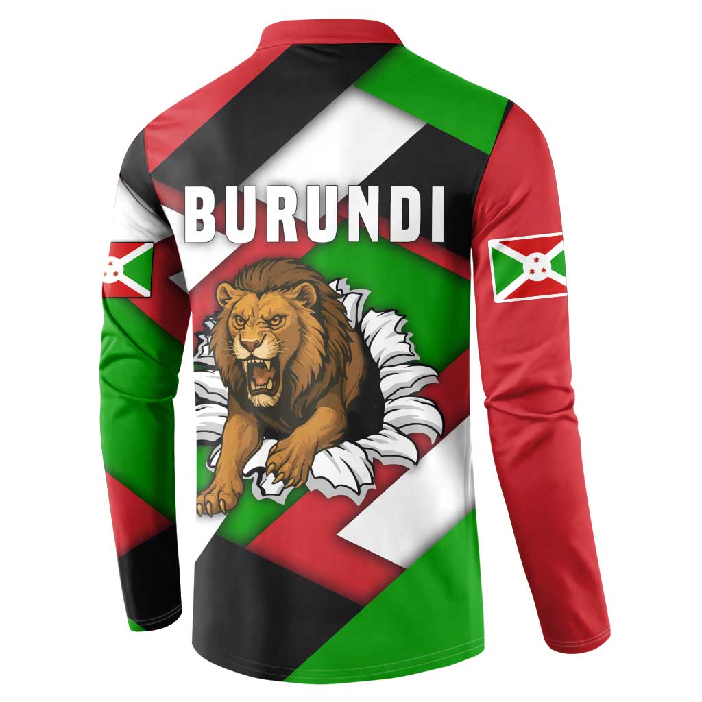 Burundi - Roaring Lion Button Sweatshirt with National Flag Colors