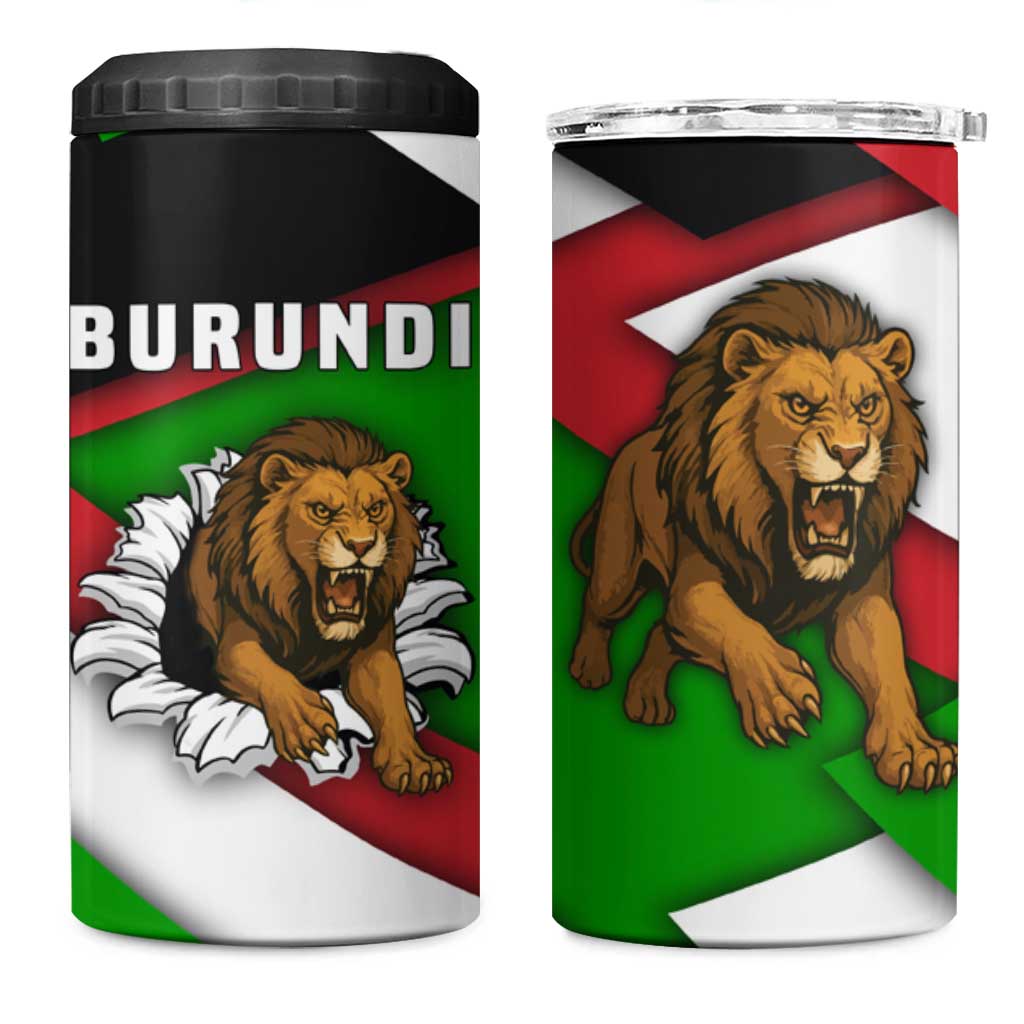 Burundi - Roaring Lion 4 in 1 Can Cooler Tumbler with National Flag Colors