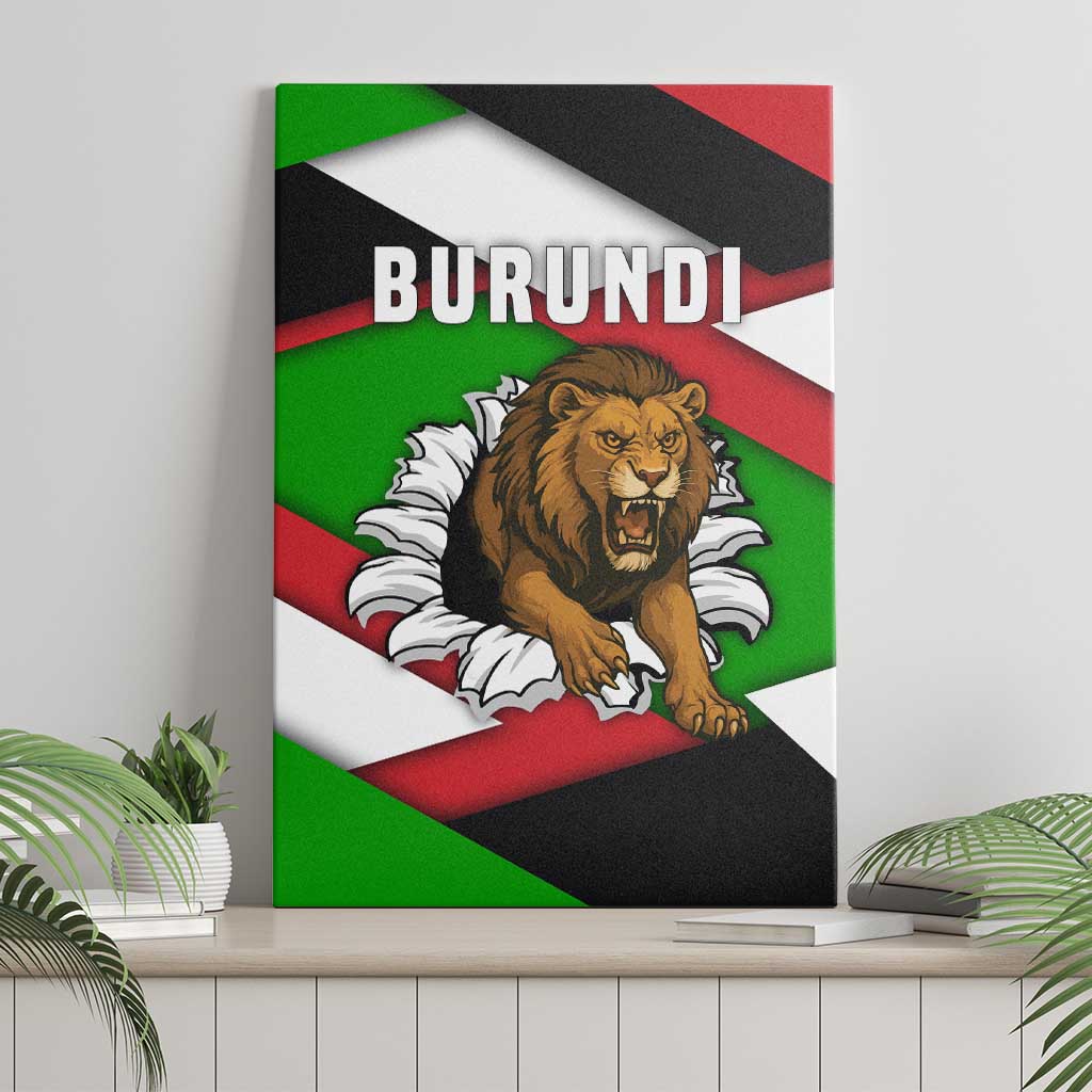 Burundi - Roaring Lion Canvas Wall Art with National Flag Colors