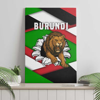 Burundi - Roaring Lion Canvas Wall Art with National Flag Colors
