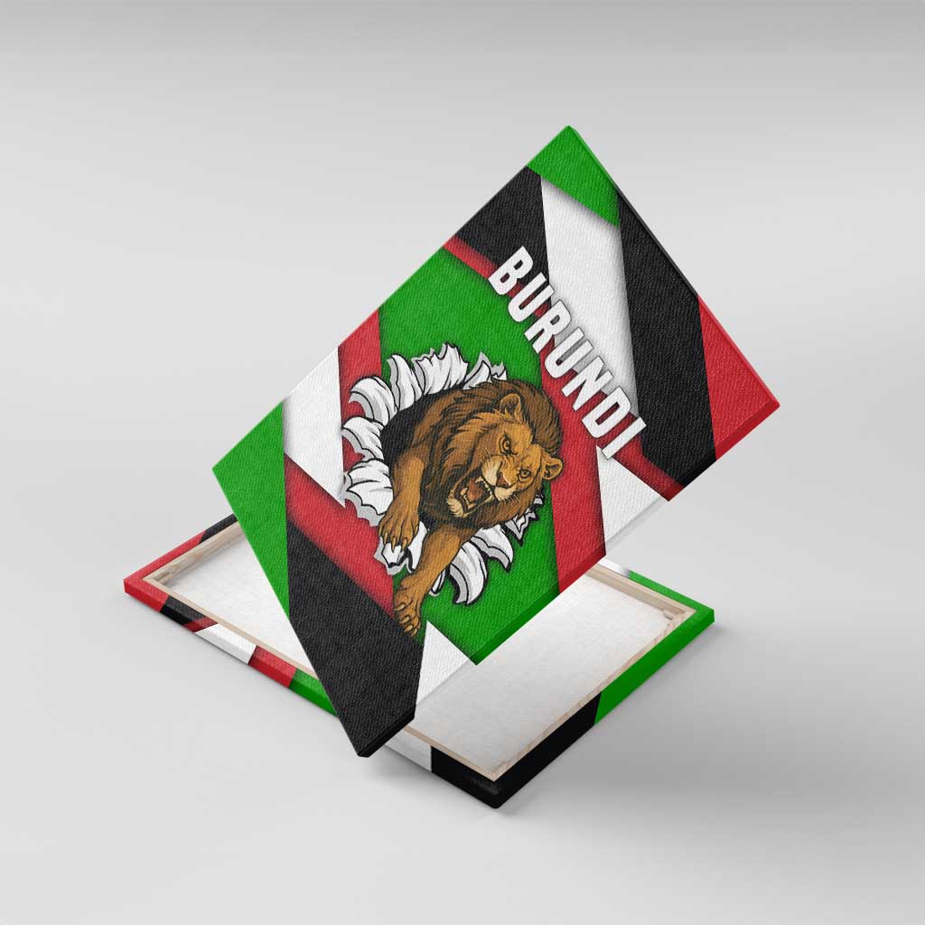 Burundi - Roaring Lion Canvas Wall Art with National Flag Colors