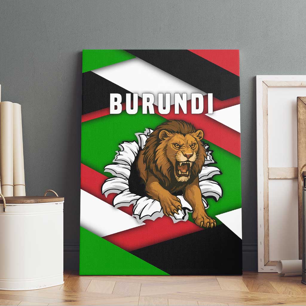 Burundi - Roaring Lion Canvas Wall Art with National Flag Colors