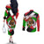 Burundi - Roaring Lion Couples Matching Off The Shoulder Long Sleeve Dress and Long Sleeve Button Shirt with National Flag Colors