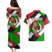 Burundi - Roaring Lion Couples Matching Puletasi and Hawaiian Shirt with National Flag Colors
