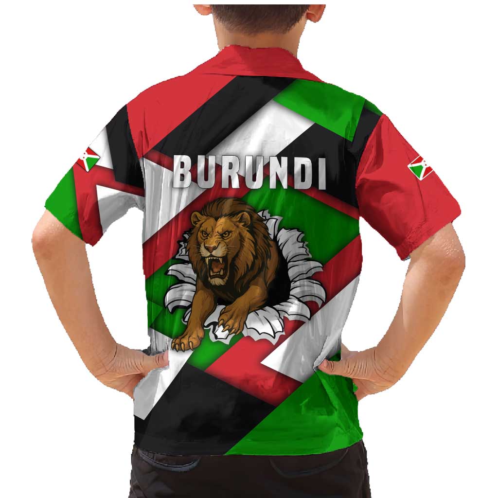 Burundi - Roaring Lion Family Matching Mermaid Dress and Hawaiian Shirt with National Flag Colors