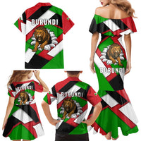 Burundi - Roaring Lion Family Matching Mermaid Dress and Hawaiian Shirt with National Flag Colors