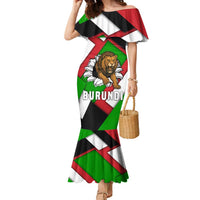 Burundi - Roaring Lion Family Matching Mermaid Dress and Hawaiian Shirt with National Flag Colors