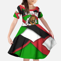Burundi - Roaring Lion Family Matching Off Shoulder Maxi Dress and Hawaiian Shirt with National Flag Colors