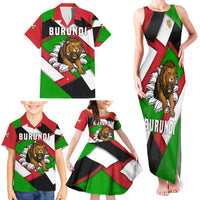 Burundi - Roaring Lion Family Matching Tank Maxi Dress and Hawaiian Shirt with National Flag Colors