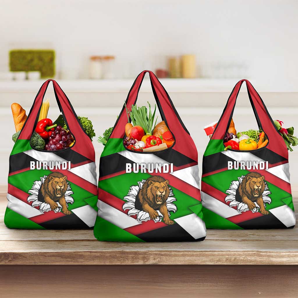 Burundi - Roaring Lion Grocery Bag with National Flag Colors
