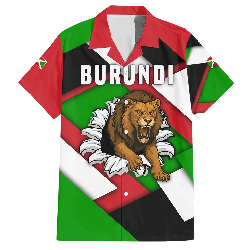 Burundi - Roaring Lion Hawaiian Shirt with National Flag Colors