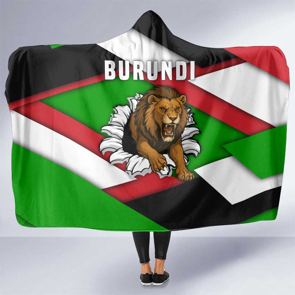 Burundi - Roaring Lion Hooded Blanket with National Flag Colors