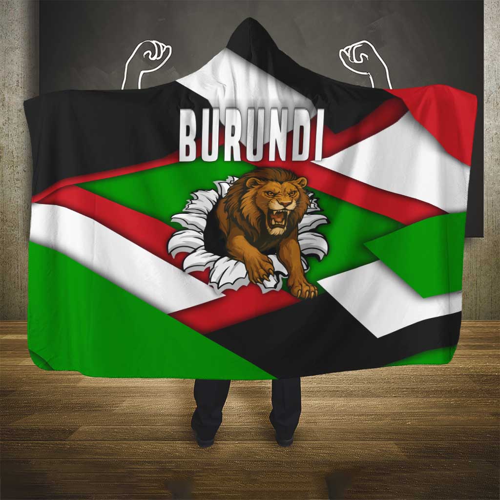 Burundi - Roaring Lion Hooded Blanket with National Flag Colors