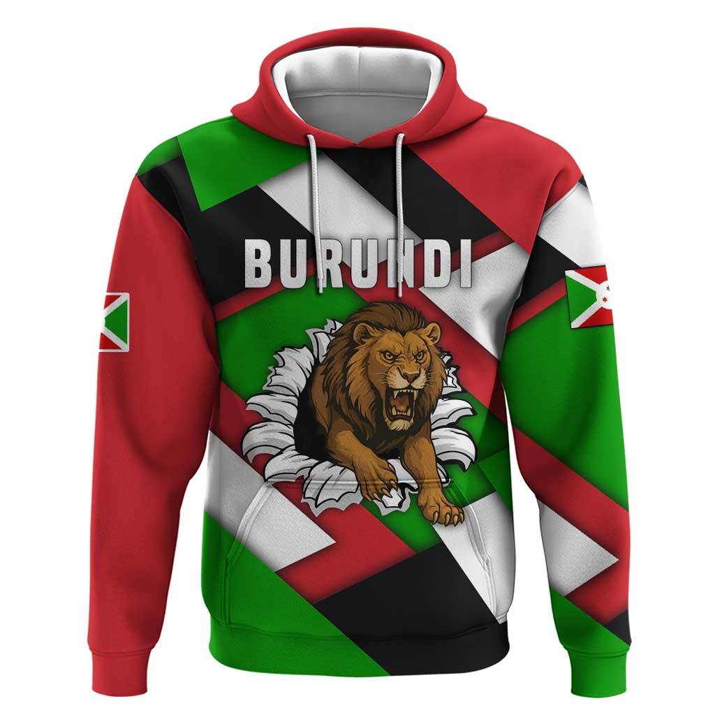 Burundi - Roaring Lion Hoodie with National Flag Colors