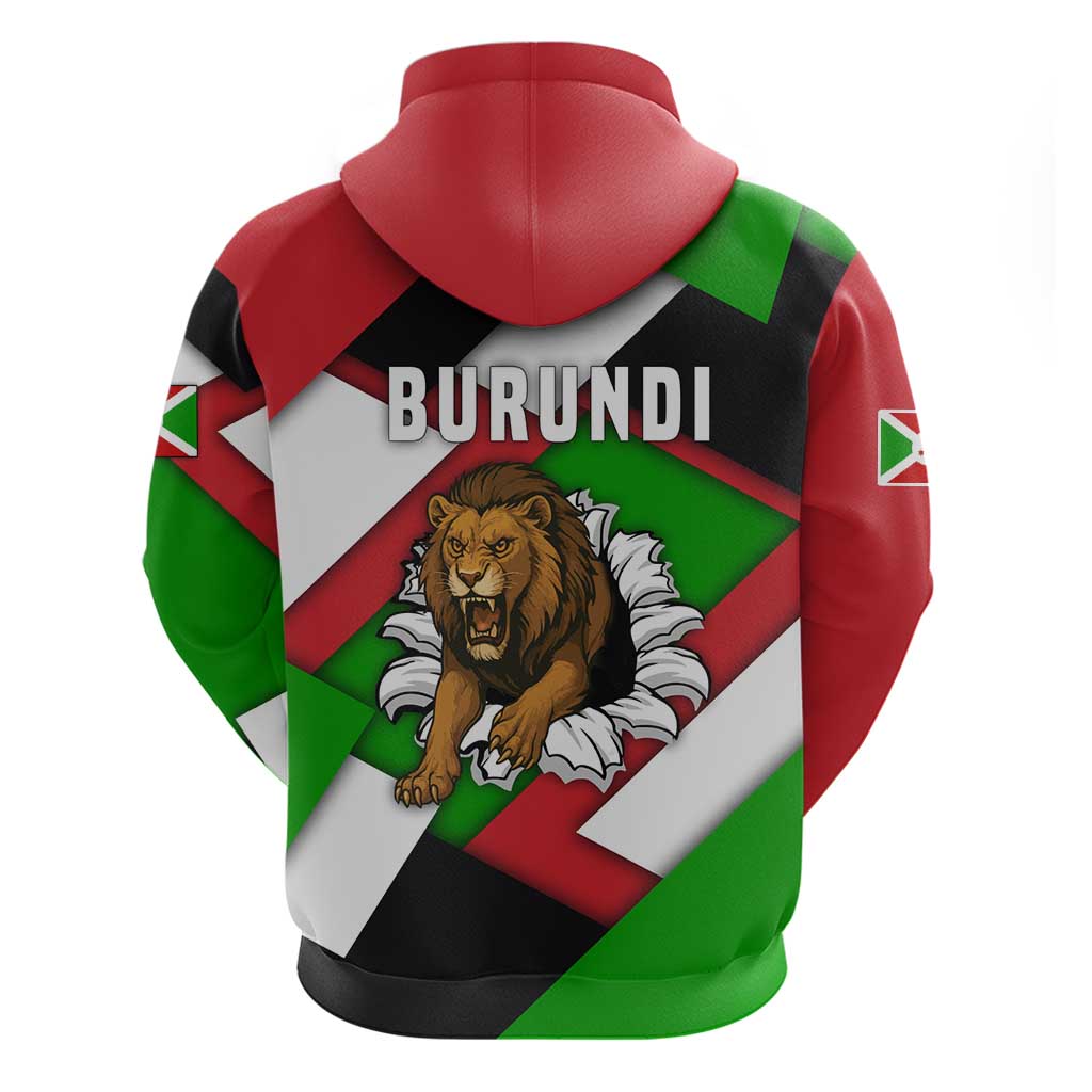Burundi - Roaring Lion Hoodie with National Flag Colors