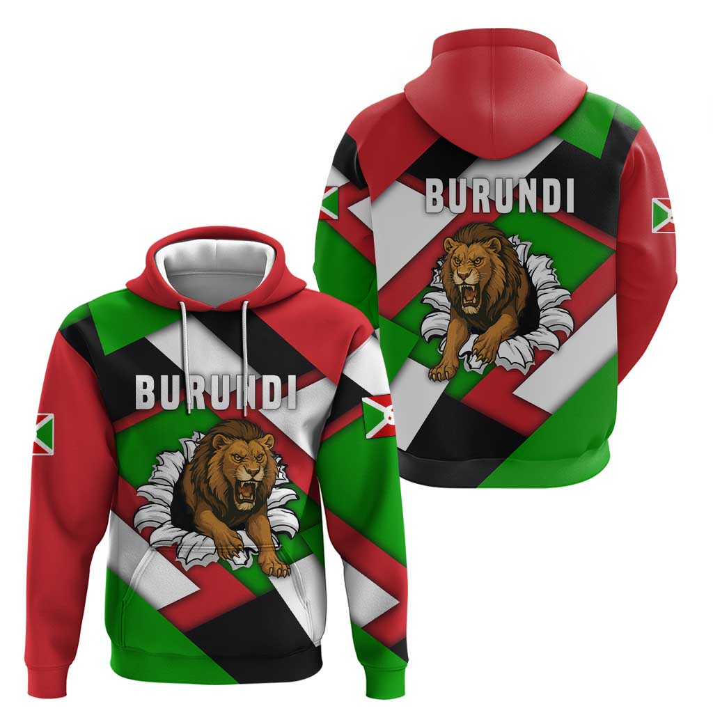 Burundi - Roaring Lion Hoodie with National Flag Colors