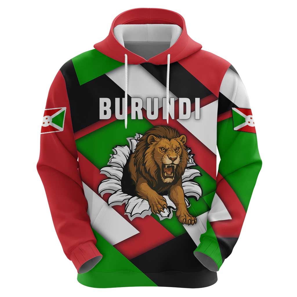 Burundi - Roaring Lion Hoodie with National Flag Colors