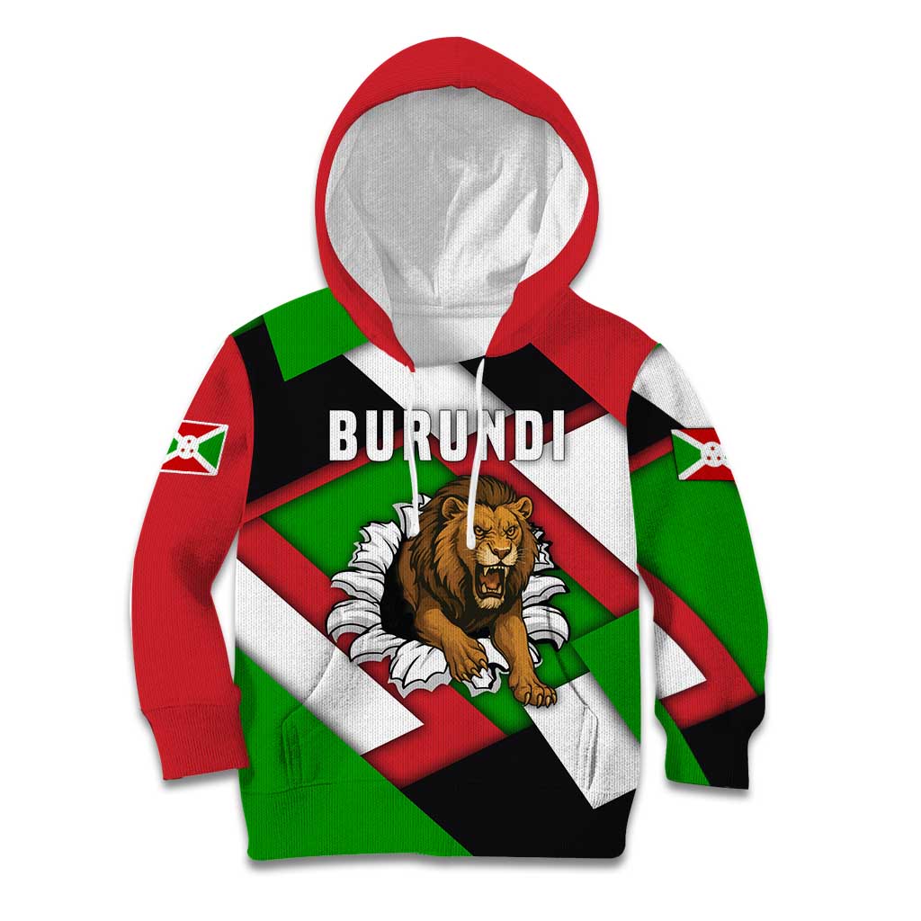 Burundi - Roaring Lion Kid Hoodie with National Flag Colors