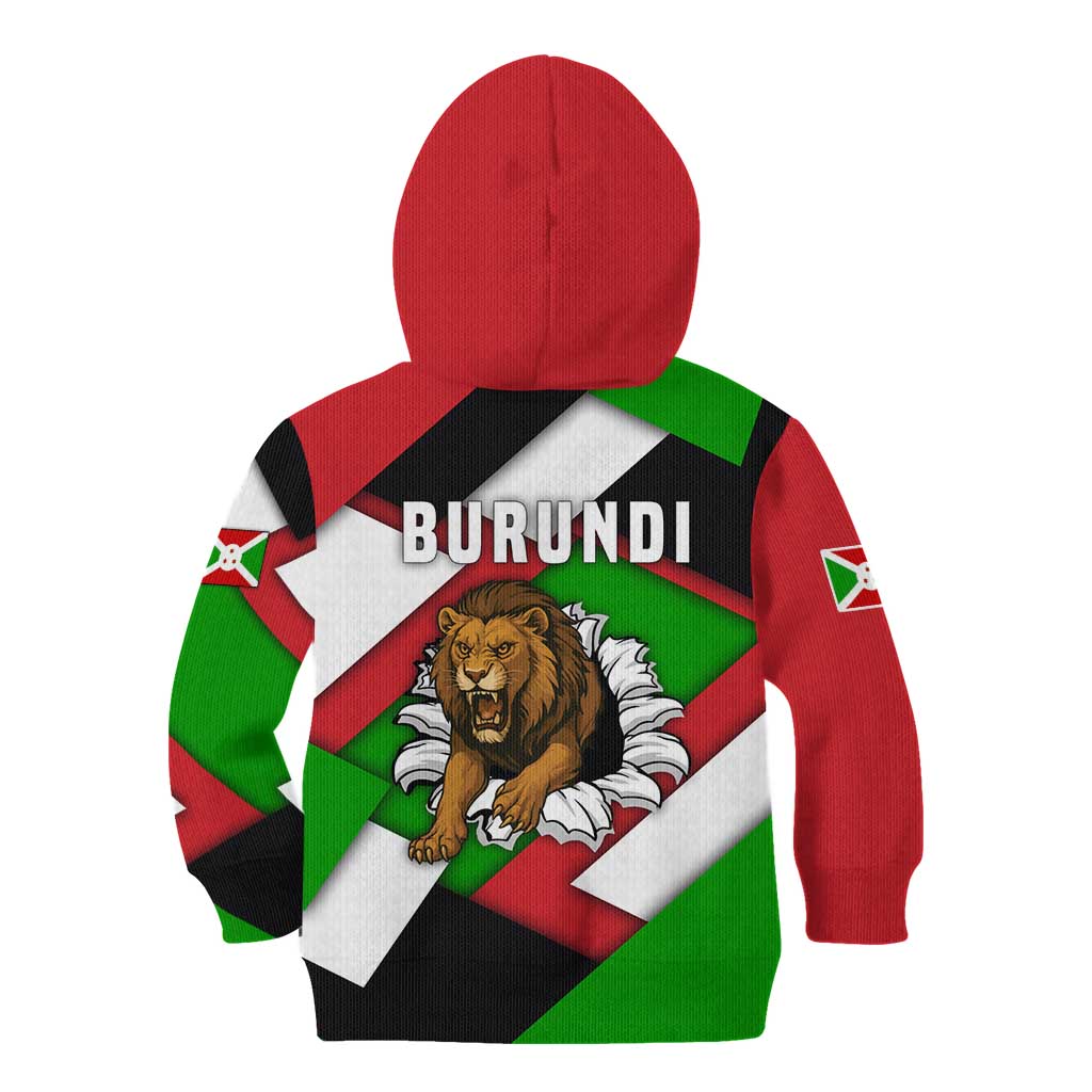 Burundi - Roaring Lion Kid Hoodie with National Flag Colors