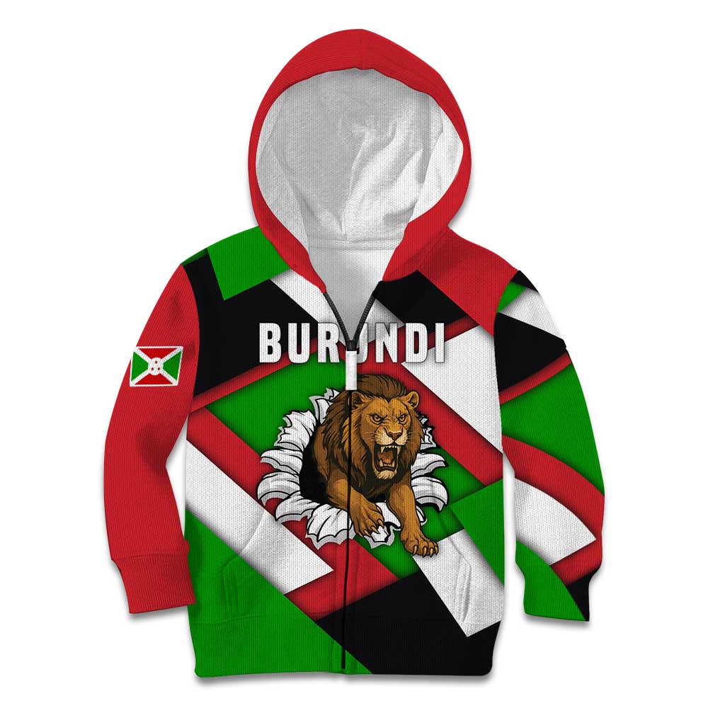 Burundi - Roaring Lion Kid Hoodie with National Flag Colors