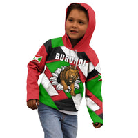Burundi - Roaring Lion Kid Hoodie with National Flag Colors
