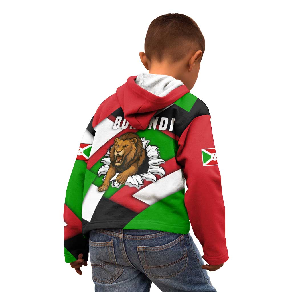 Burundi - Roaring Lion Kid Hoodie with National Flag Colors