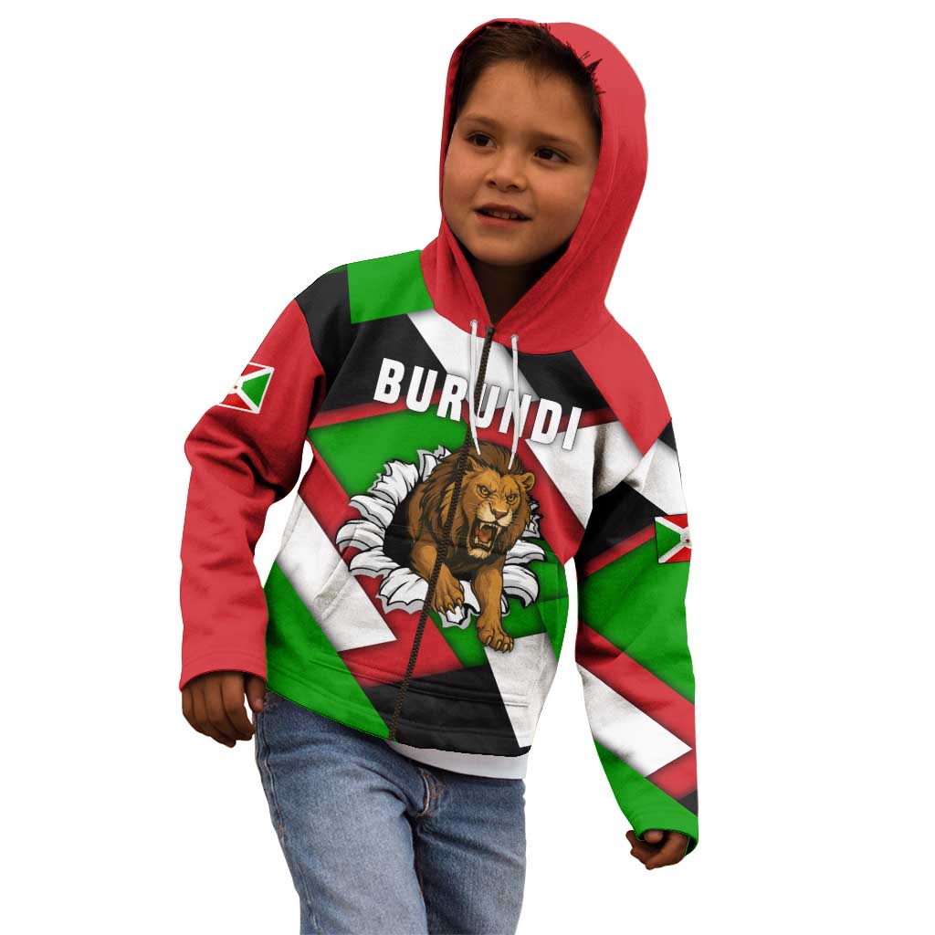 Burundi - Roaring Lion Kid Hoodie with National Flag Colors
