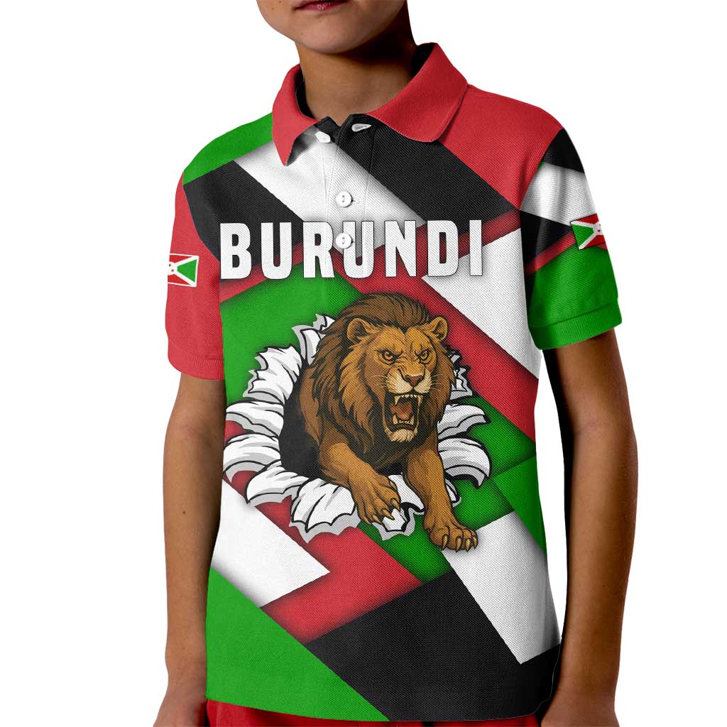 Burundi - Roaring Lion Kid Polo Shirt with National Flag Colors