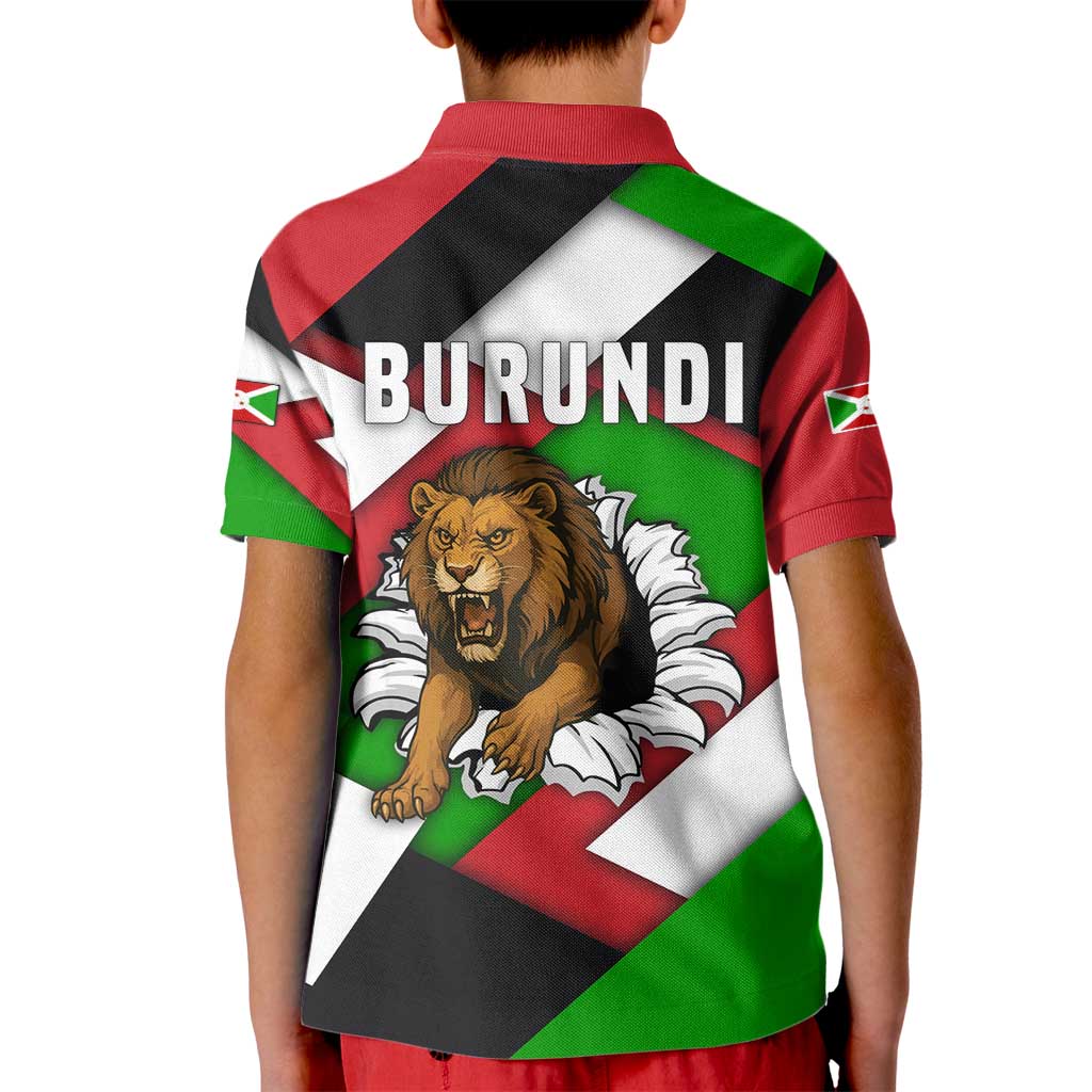 Burundi - Roaring Lion Kid Polo Shirt with National Flag Colors
