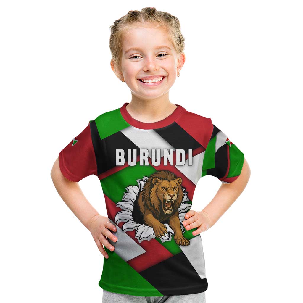 Burundi - Roaring Lion Kid T Shirt with National Flag Colors