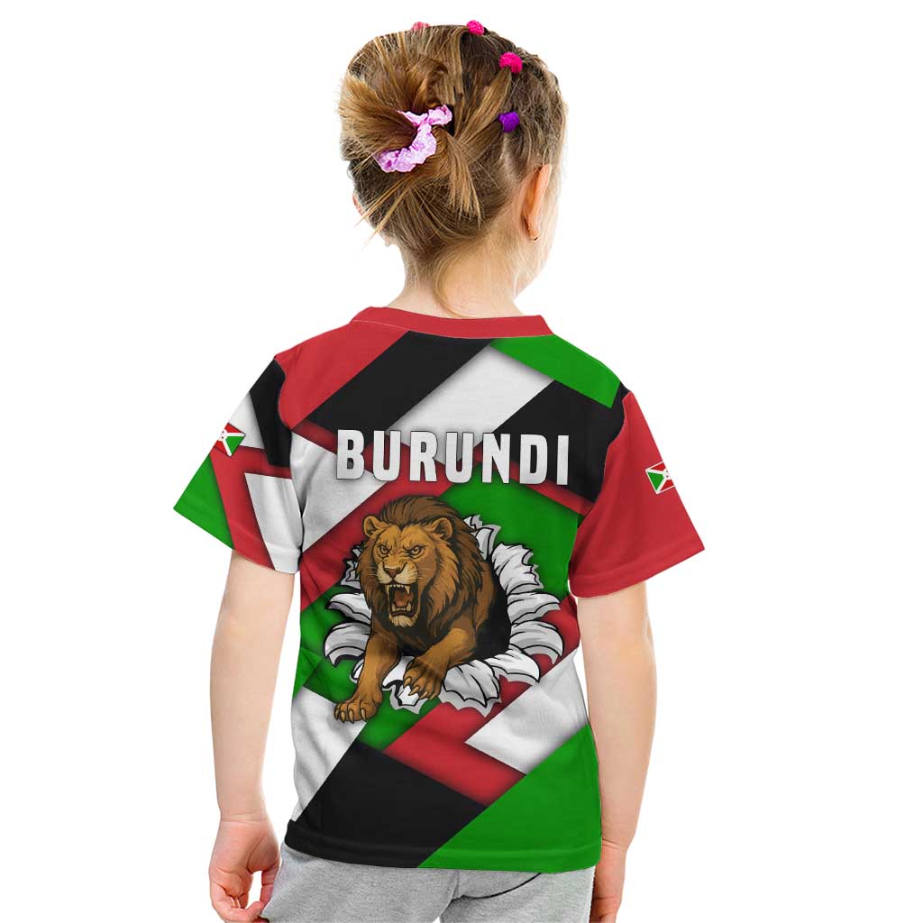 Burundi - Roaring Lion Kid T Shirt with National Flag Colors