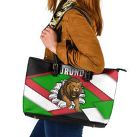 Burundi - Roaring Lion Leather Tote Bag with National Flag Colors