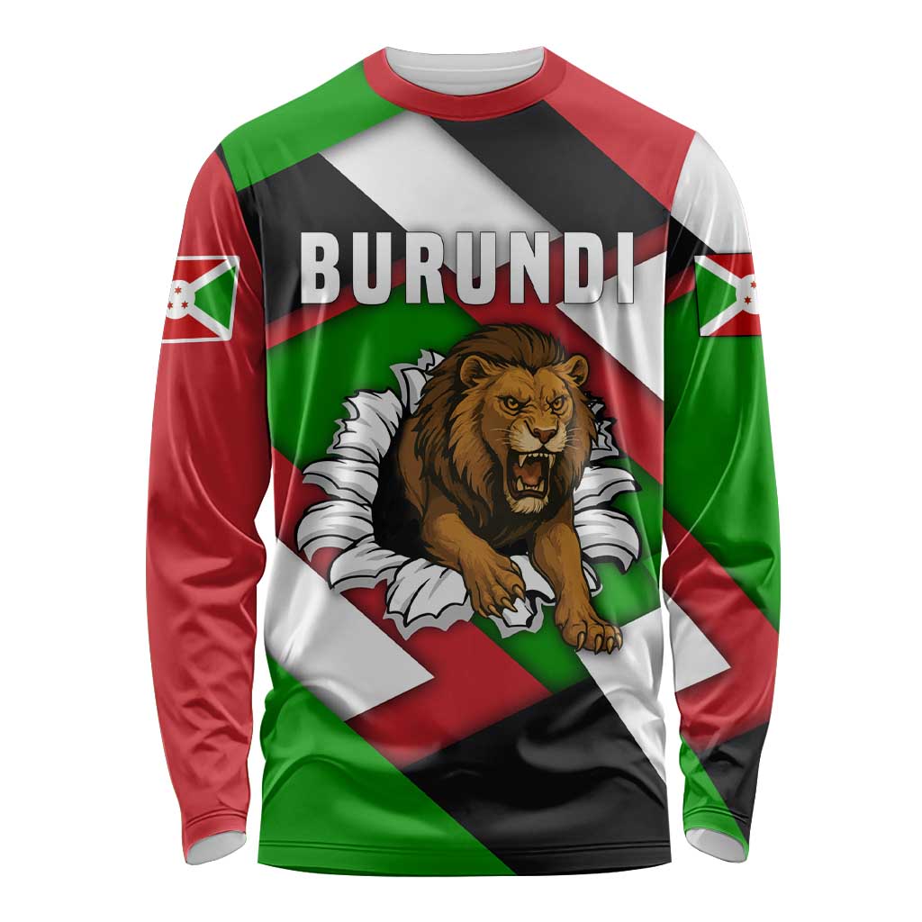 Burundi - Roaring Lion Long Sleeve Shirt with National Flag Colors