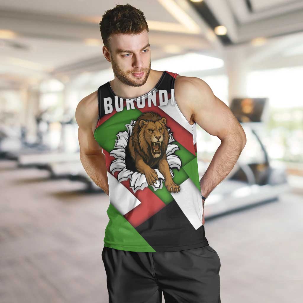 Burundi - Roaring Lion Men Tank Top with National Flag Colors