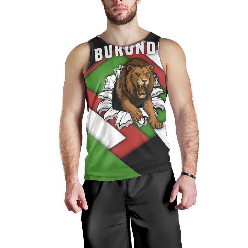 Burundi - Roaring Lion Men Tank Top with National Flag Colors