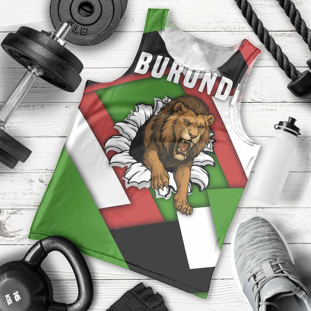Burundi - Roaring Lion Men Tank Top with National Flag Colors
