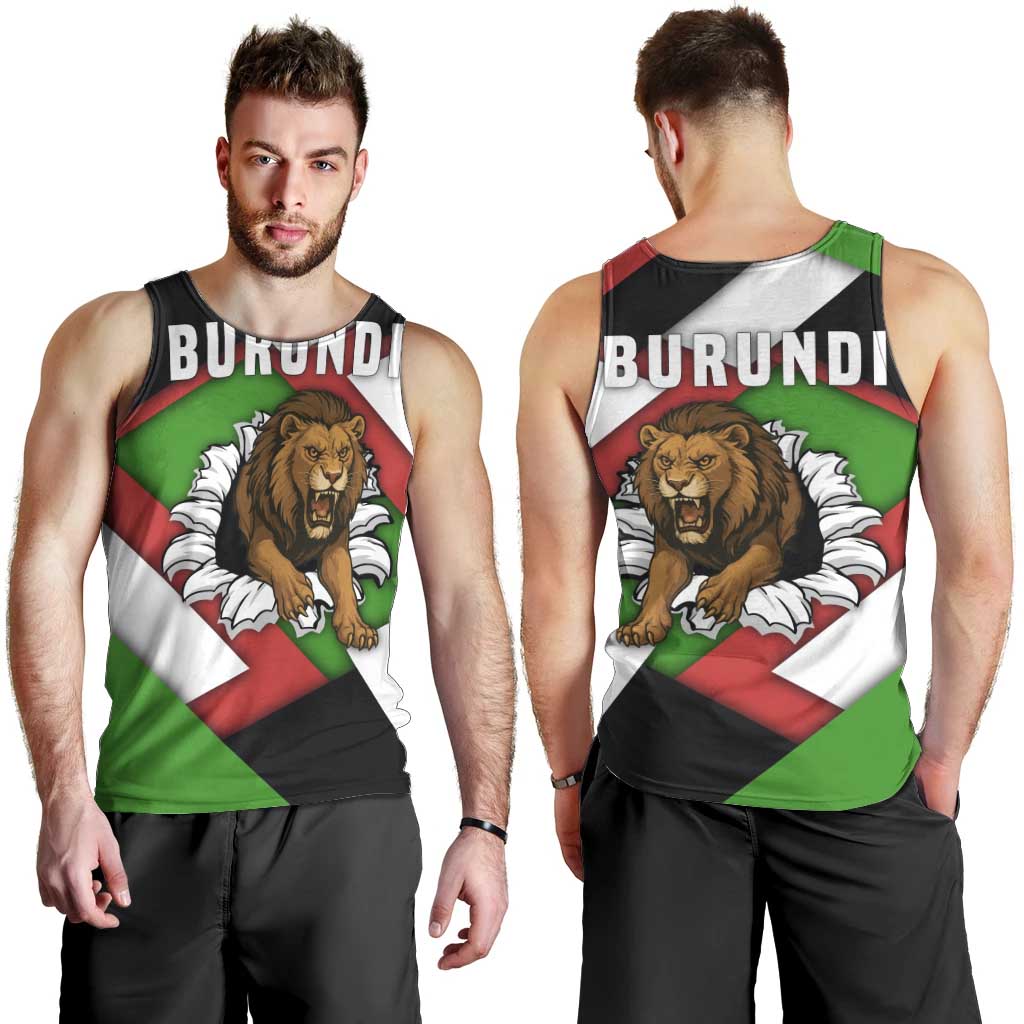 Burundi - Roaring Lion Men Tank Top with National Flag Colors