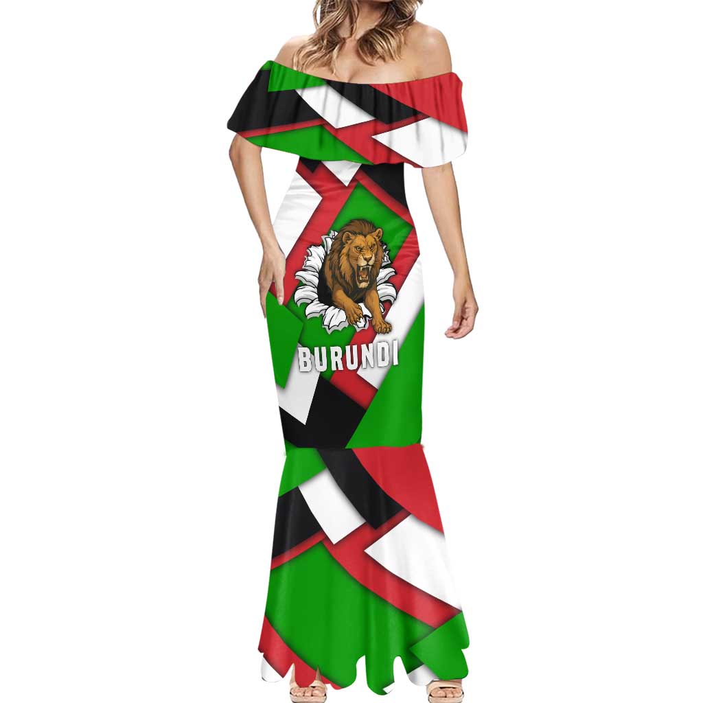 Burundi - Roaring Lion Mermaid Dress with National Flag Colors