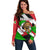 Burundi - Roaring Lion Off Shoulder Sweater with National Flag Colors