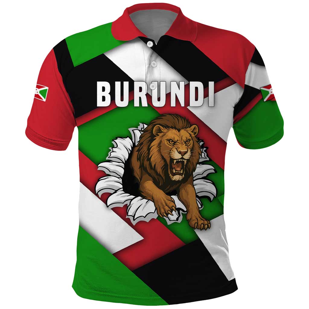 Burundi - Roaring Lion Polo Shirt with National Flag Colors