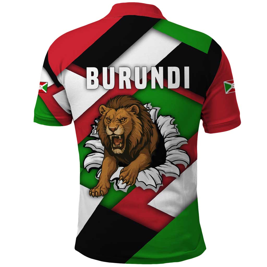 Burundi - Roaring Lion Polo Shirt with National Flag Colors