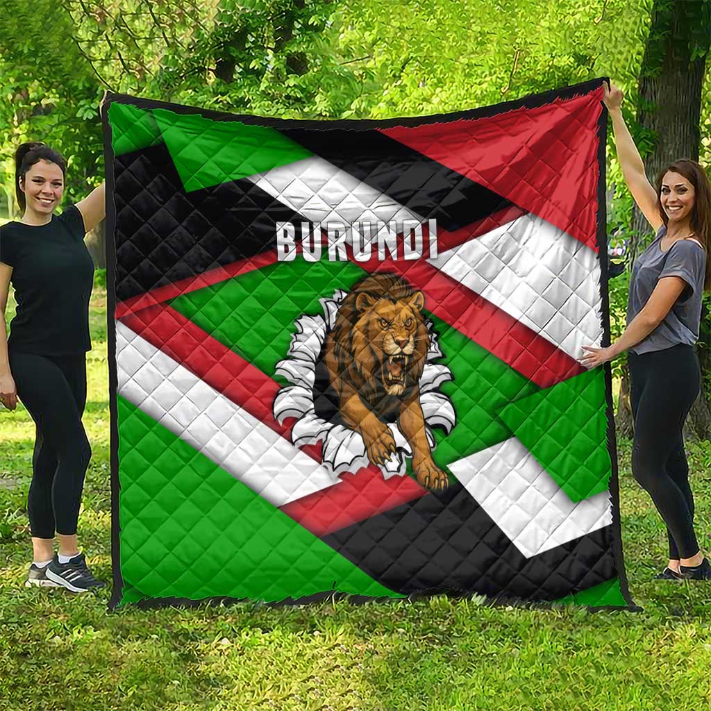 Burundi - Roaring Lion Quilt with National Flag Colors