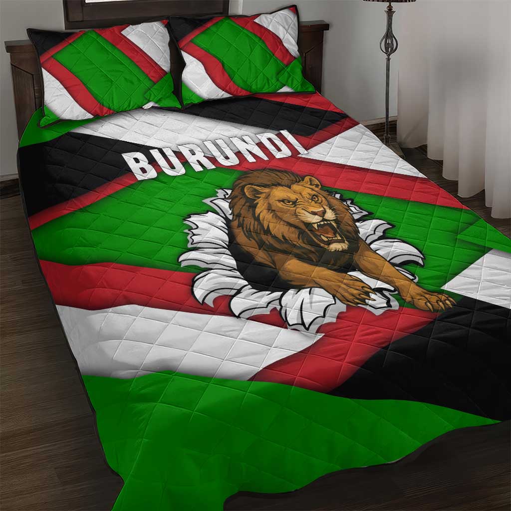Burundi - Roaring Lion Quilt Bed Set with National Flag Colors